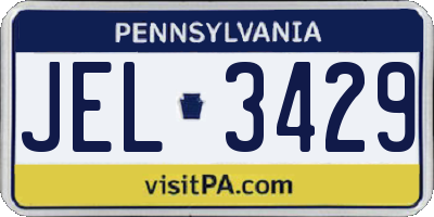 PA license plate JEL3429