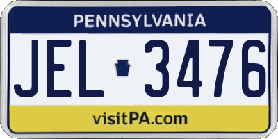 PA license plate JEL3476