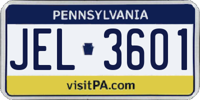 PA license plate JEL3601