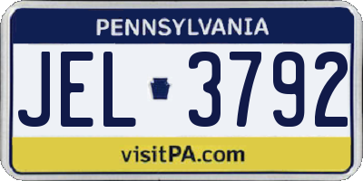 PA license plate JEL3792