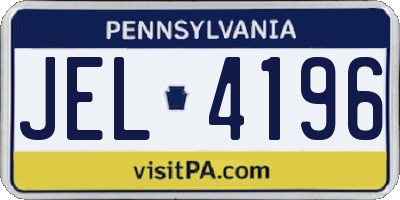 PA license plate JEL4196