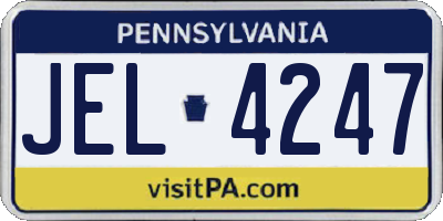 PA license plate JEL4247