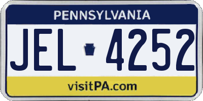 PA license plate JEL4252