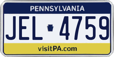 PA license plate JEL4759