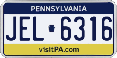 PA license plate JEL6316