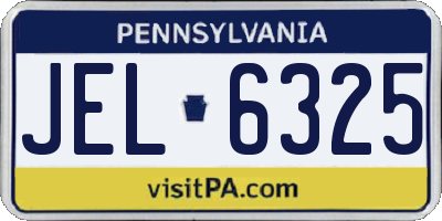PA license plate JEL6325
