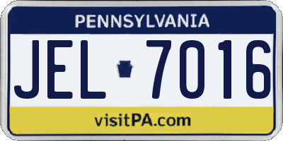 PA license plate JEL7016