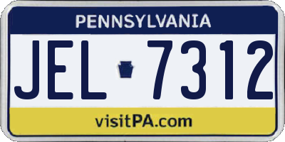 PA license plate JEL7312