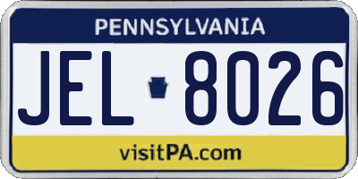 PA license plate JEL8026