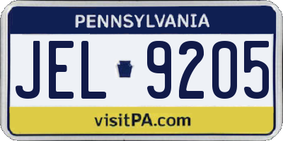 PA license plate JEL9205