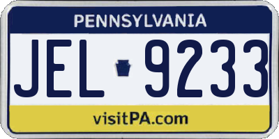 PA license plate JEL9233