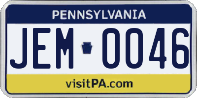 PA license plate JEM0046