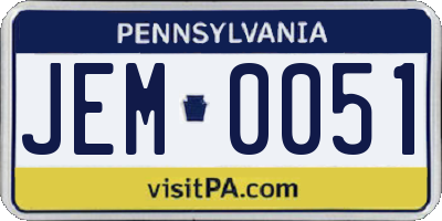 PA license plate JEM0051
