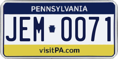PA license plate JEM0071