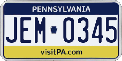 PA license plate JEM0345