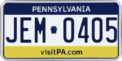 PA license plate JEM0405