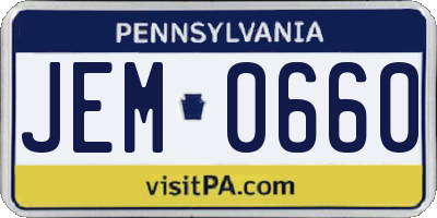 PA license plate JEM0660