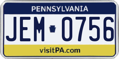 PA license plate JEM0756