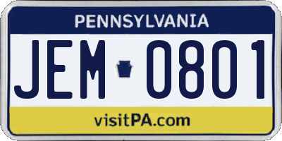 PA license plate JEM0801