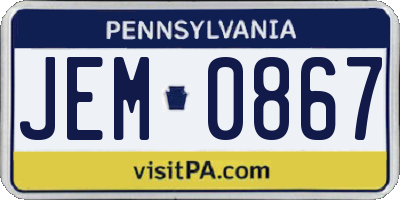 PA license plate JEM0867