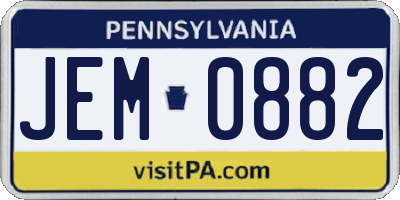PA license plate JEM0882