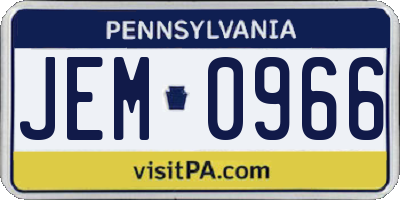 PA license plate JEM0966