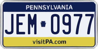PA license plate JEM0977