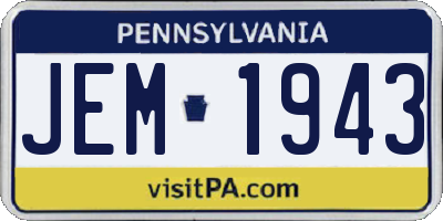PA license plate JEM1943