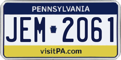 PA license plate JEM2061