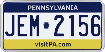 PA license plate JEM2156