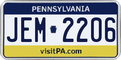 PA license plate JEM2206