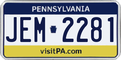 PA license plate JEM2281