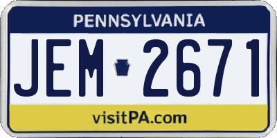 PA license plate JEM2671