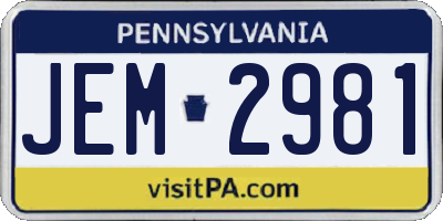 PA license plate JEM2981