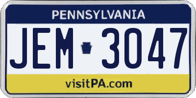 PA license plate JEM3047