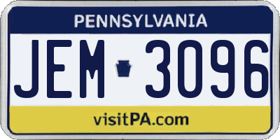 PA license plate JEM3096