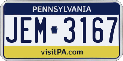 PA license plate JEM3167
