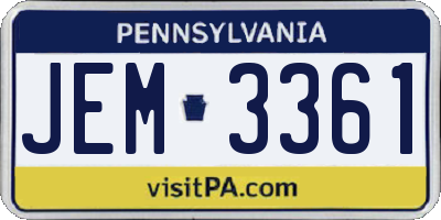 PA license plate JEM3361