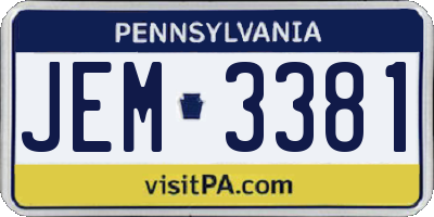 PA license plate JEM3381