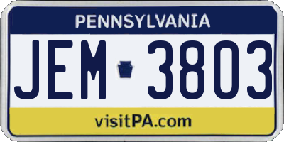 PA license plate JEM3803