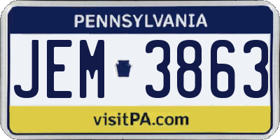 PA license plate JEM3863