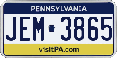 PA license plate JEM3865