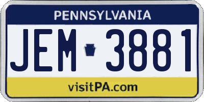 PA license plate JEM3881