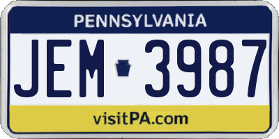 PA license plate JEM3987