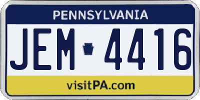 PA license plate JEM4416