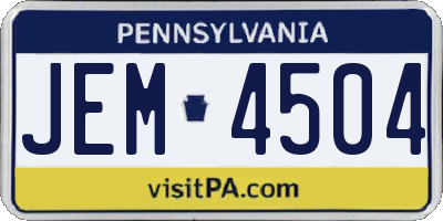 PA license plate JEM4504