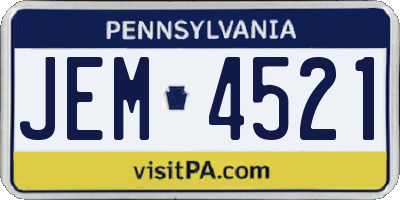 PA license plate JEM4521