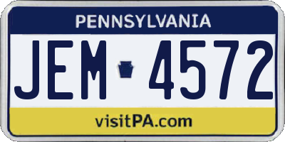 PA license plate JEM4572