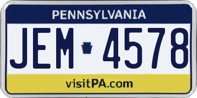 PA license plate JEM4578