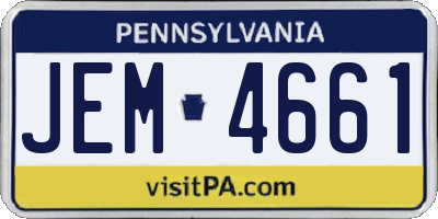 PA license plate JEM4661